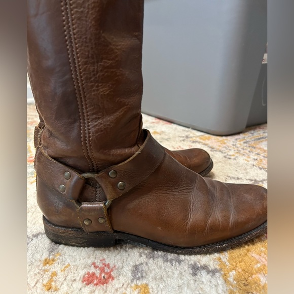 Frye Back Zip Leather Harness Boot - Picture 7 of 10